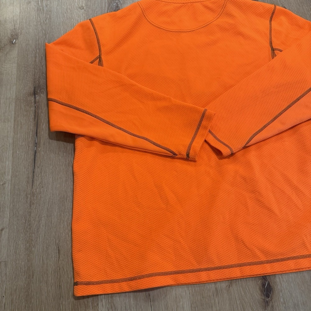Mossy Oak Neon Orange Quarter Zip Pullover Sweater Men XL Trap Y2K Hunting Trend - Picture 7 of 12